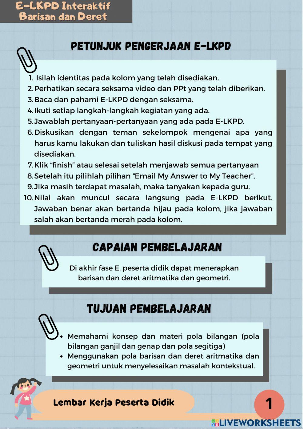 E-lkpd interaktif barisan dan deret 1