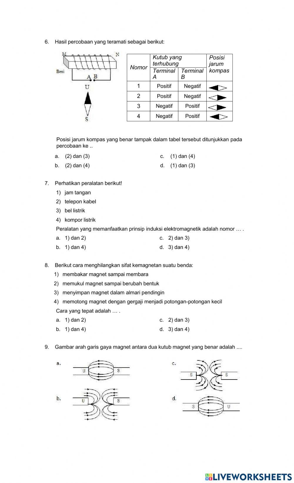 Ulangan ipa kelas 9 magnet