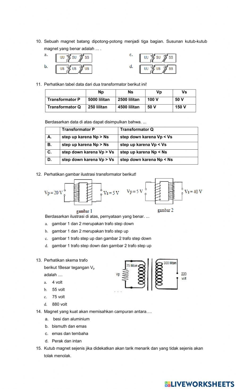 Ulangan ipa kelas 9 magnet