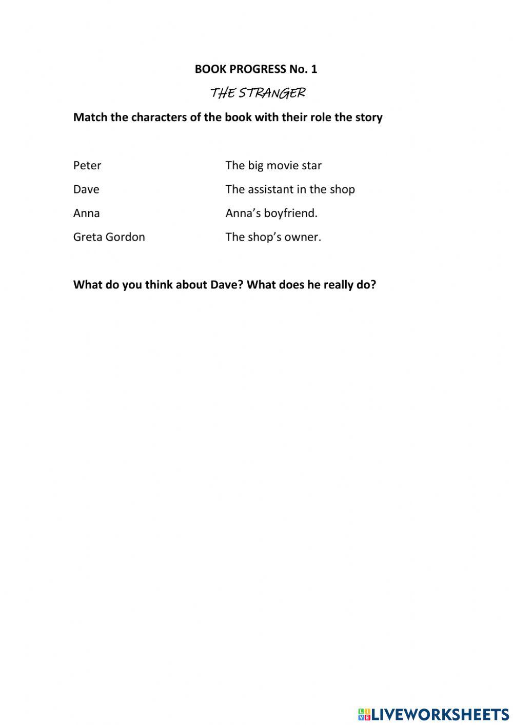 Book progress THE STRANGER