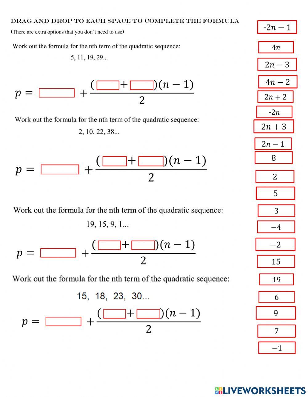 Quadratice sequences