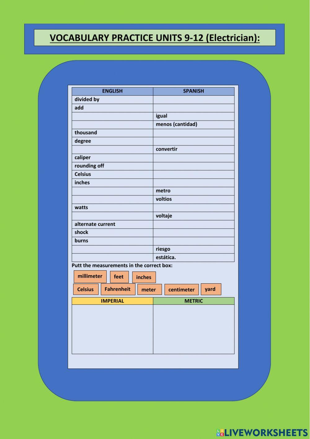Electrician vocabulary Revision 2287734 Katerina Electrician vocabulary Revision 2287734 Katerina