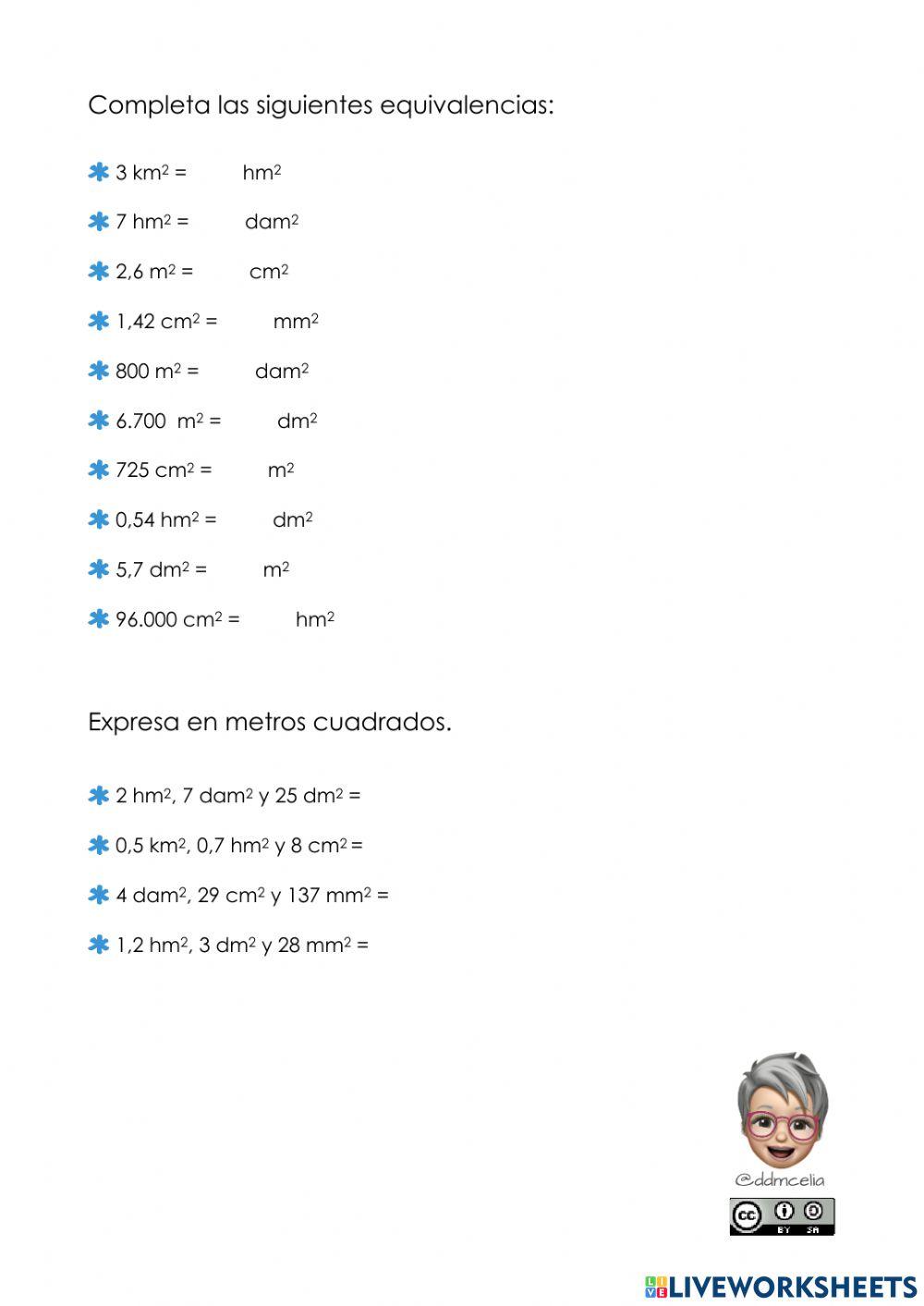 Equivalencias en unidades de medida de áreas
