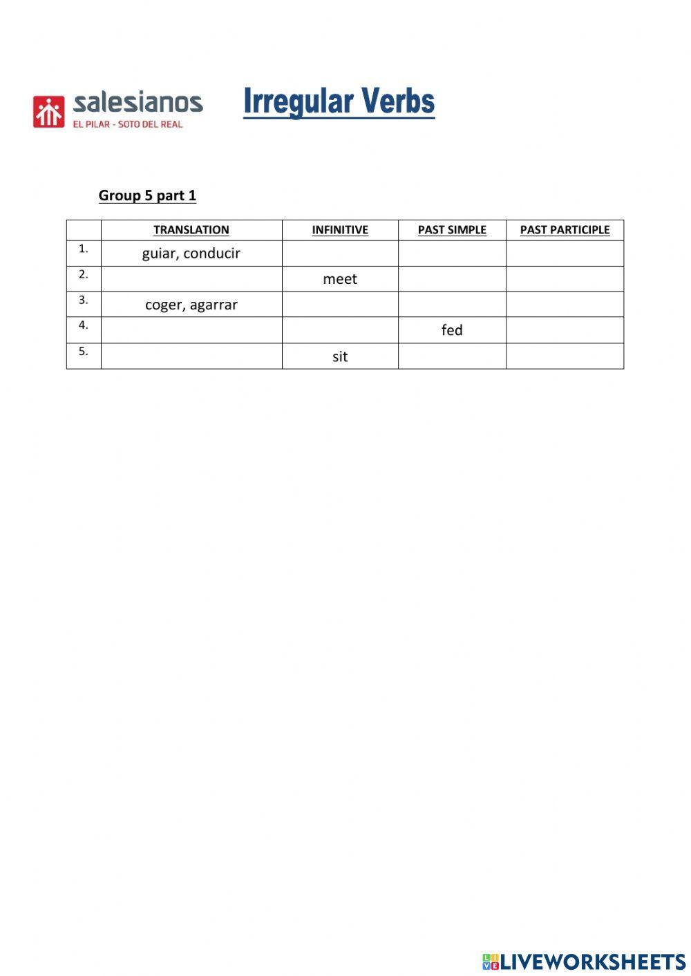 Irregular Verbs Group5 part 1