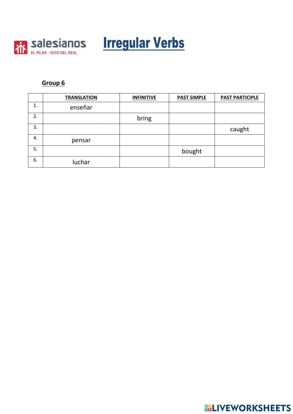 Irregular Verbs Group 6