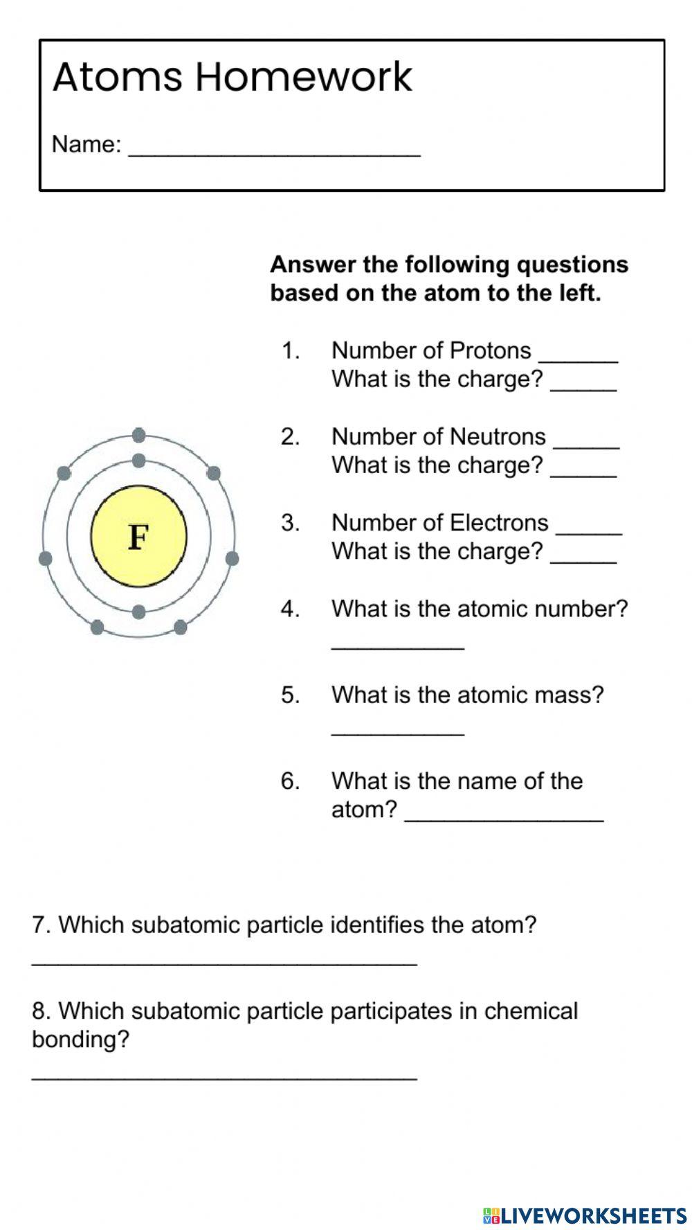 Atoms Homework