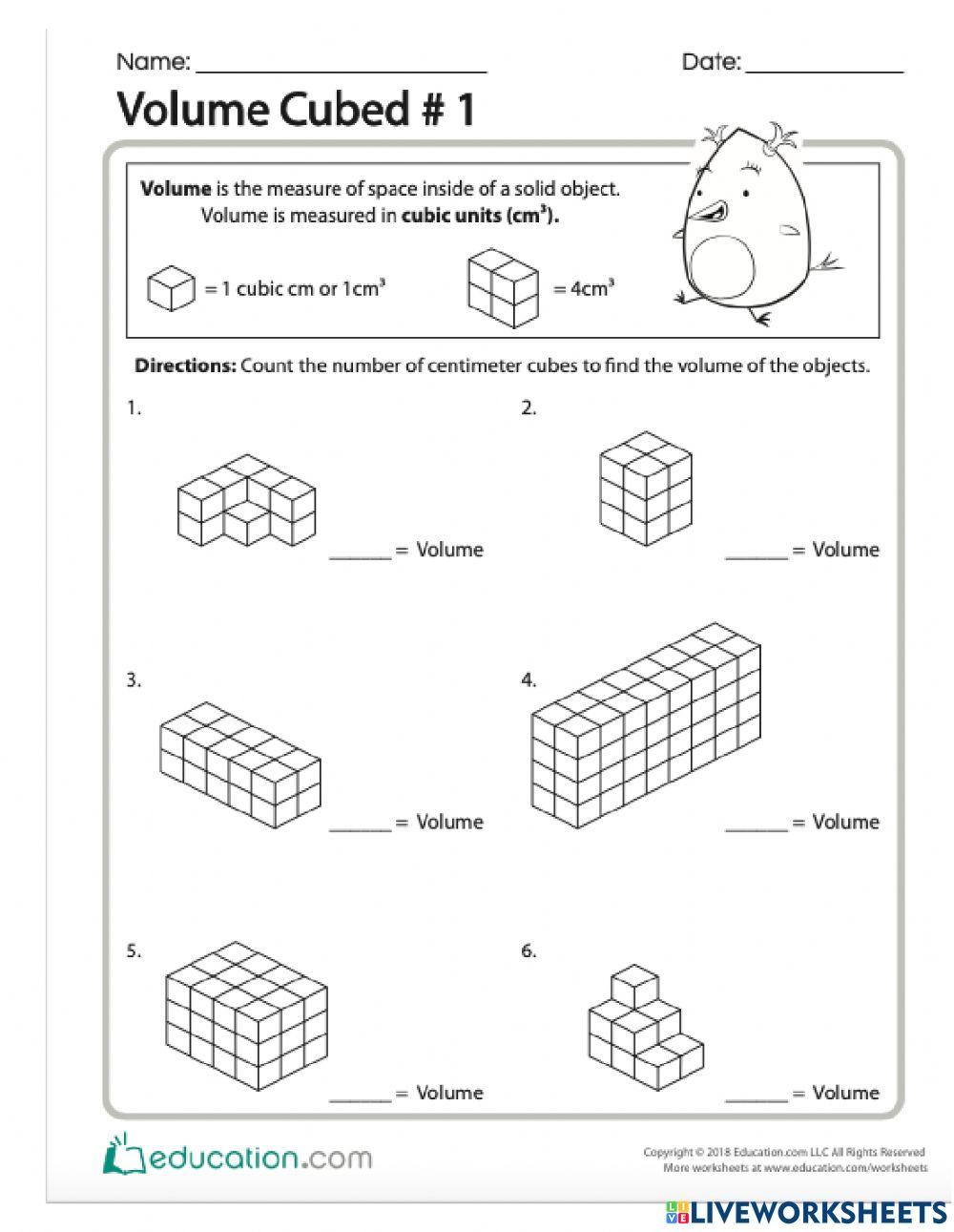 Volume of Irregular Shapes G5 online exercise for Live Worksheets