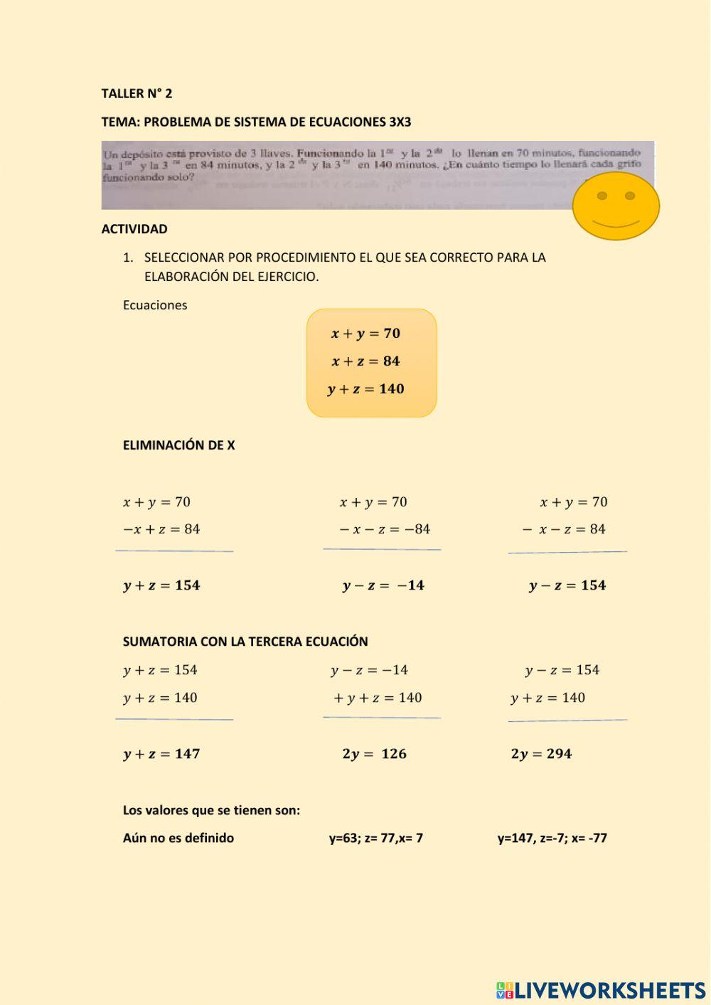 Aplicación de sistema de ecuaciones