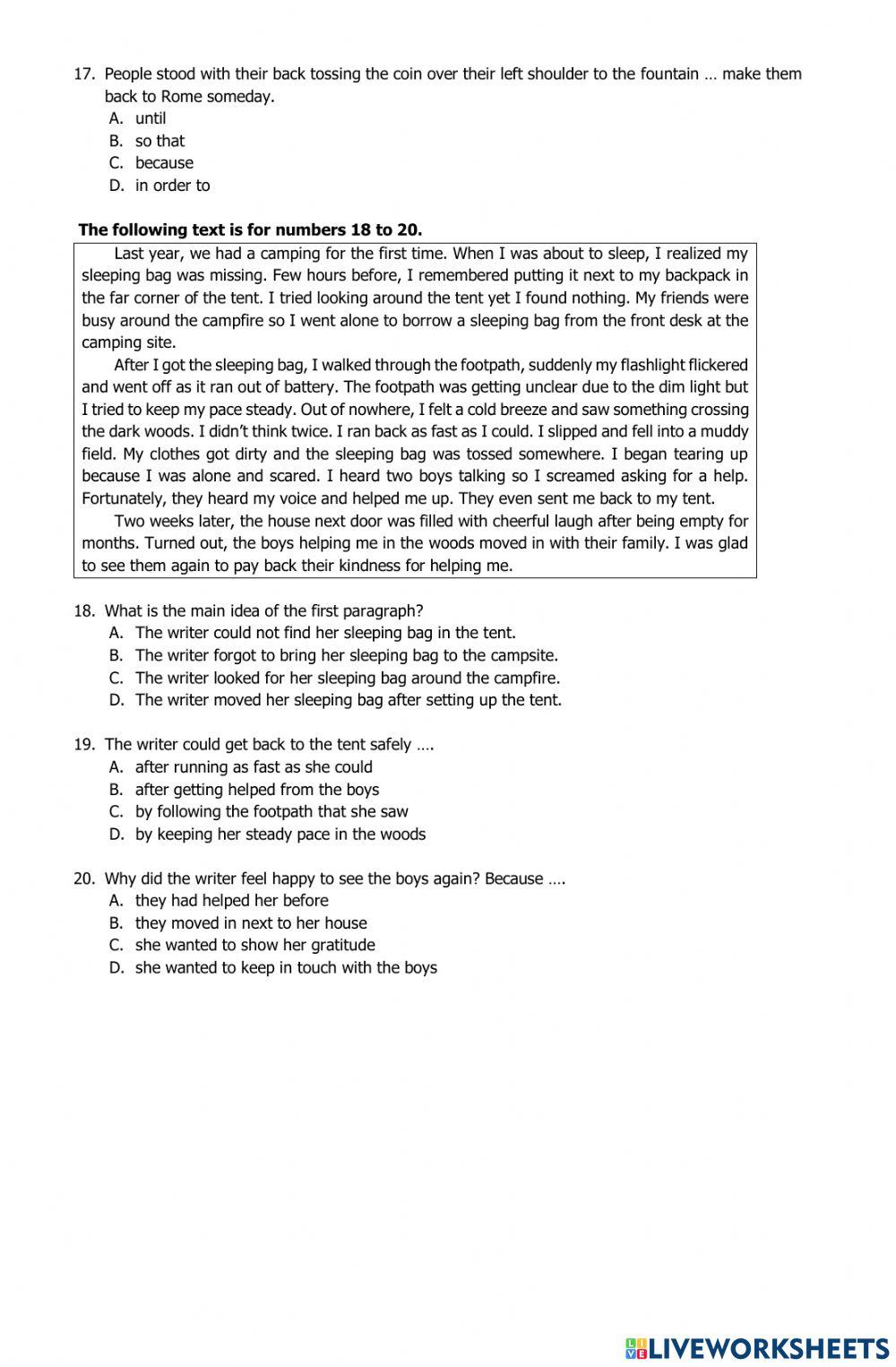 English exam for 8 grade