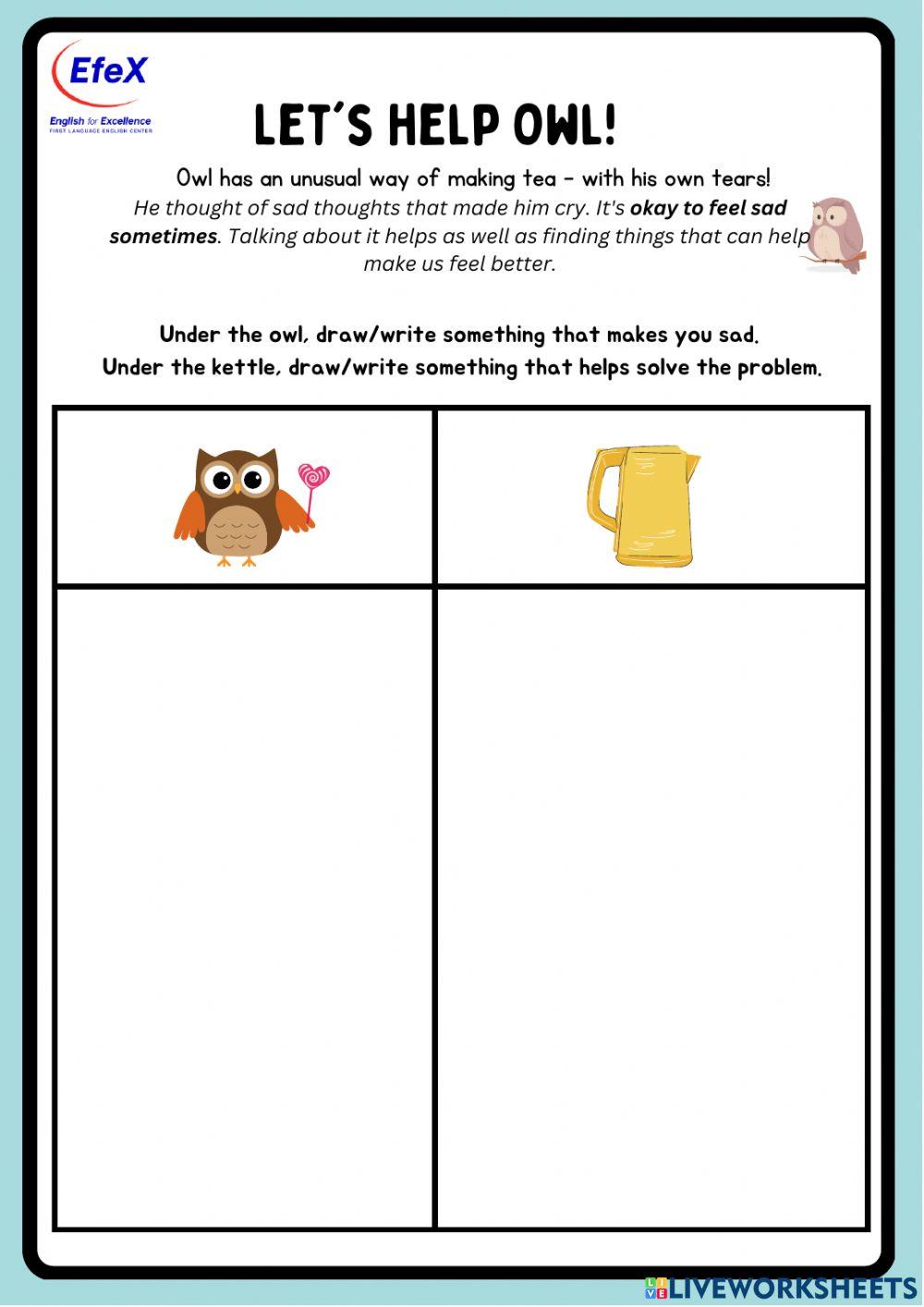 OWL AT HOME: Tear-Water Tea online exercise for | Live Worksheets