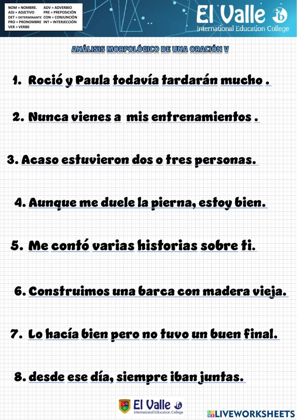 Clases de palabras V