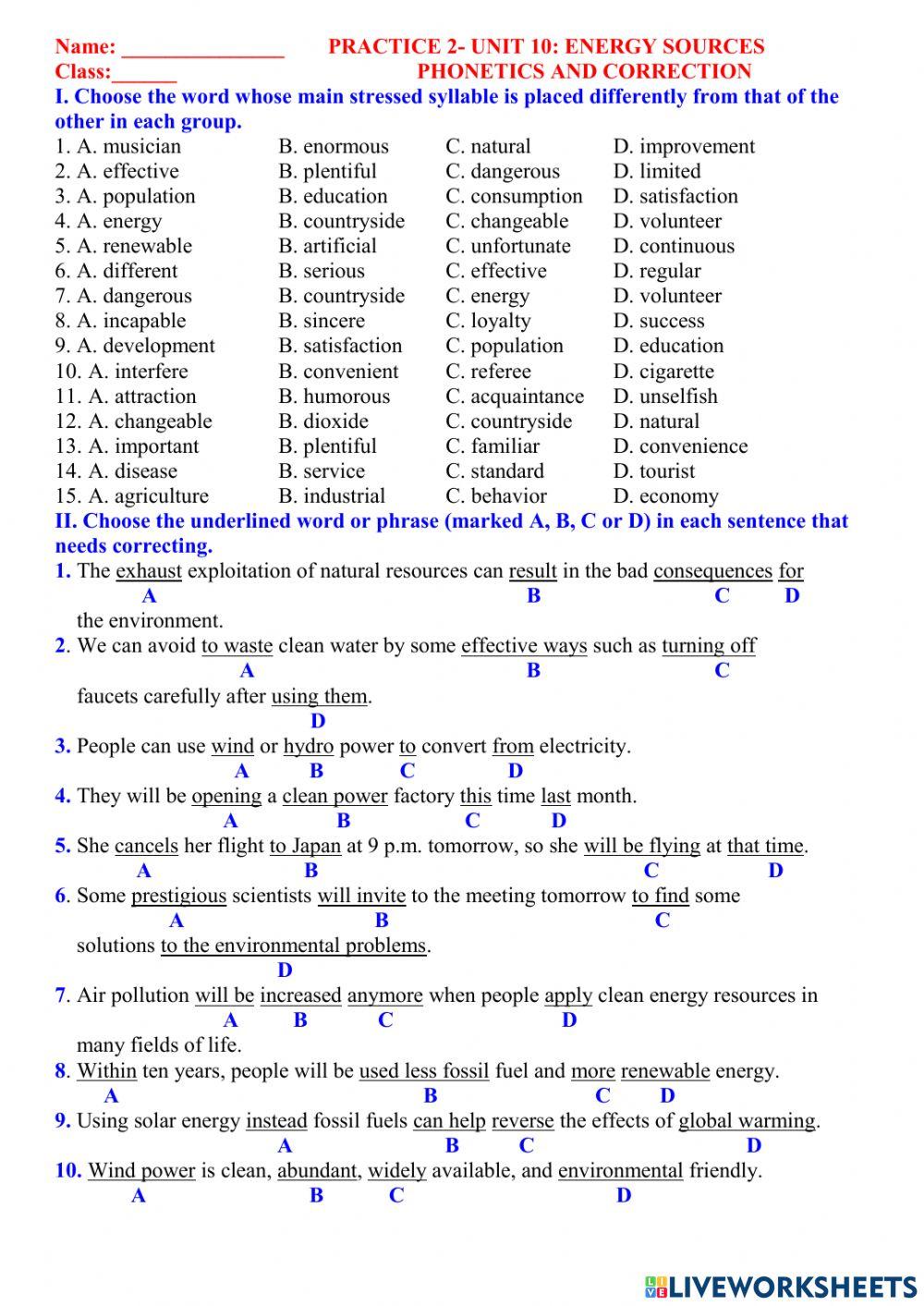 English 7 unit 10 phonetics and correction