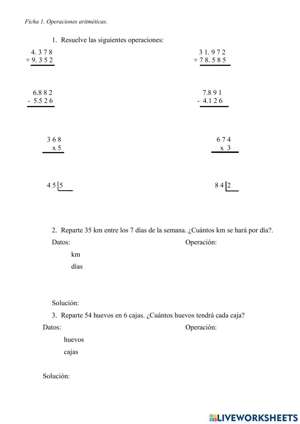Operaciones refuerzo 3º