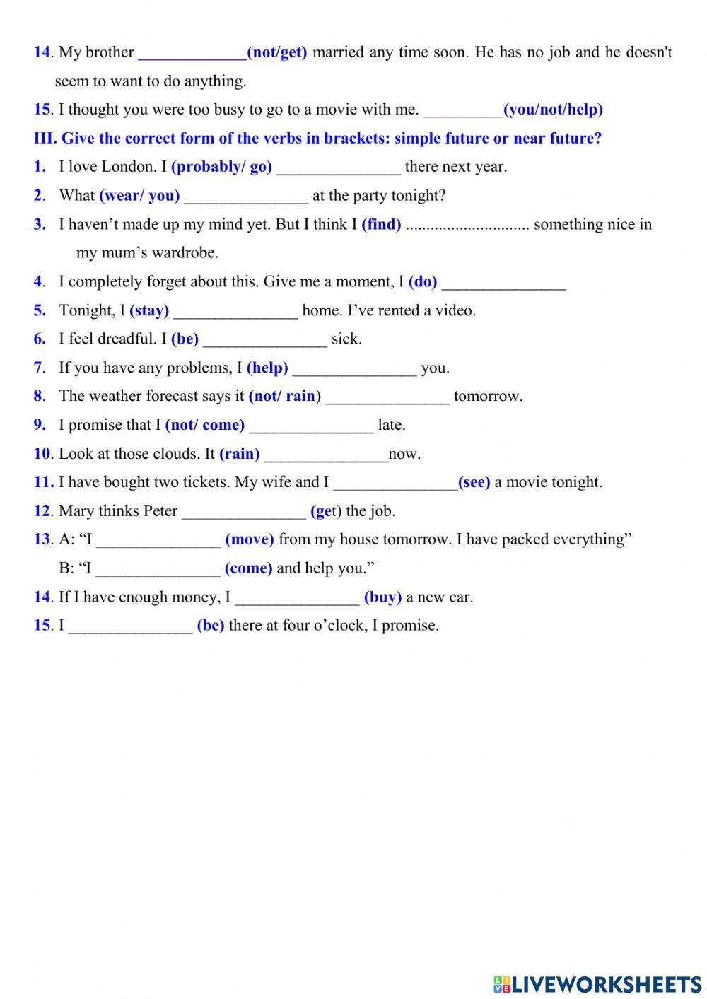 English 7 unit 10 verb form