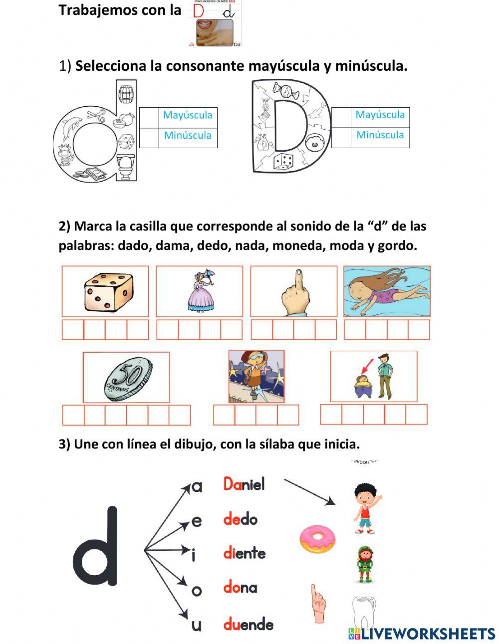 Trabajemos con la letra o consonante d D