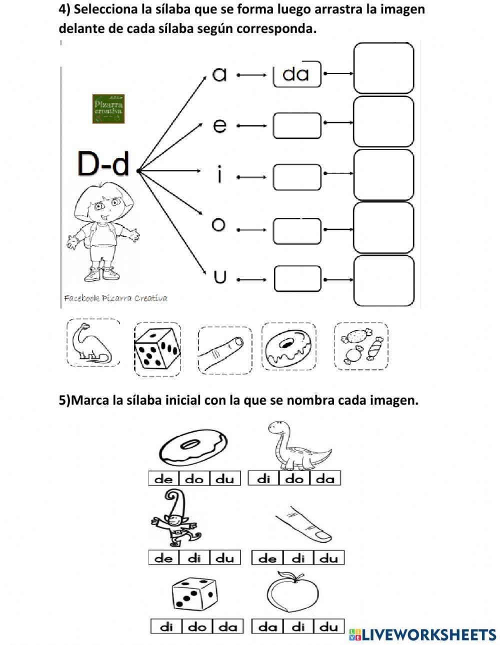 Trabajemos con la letra o consonante d D