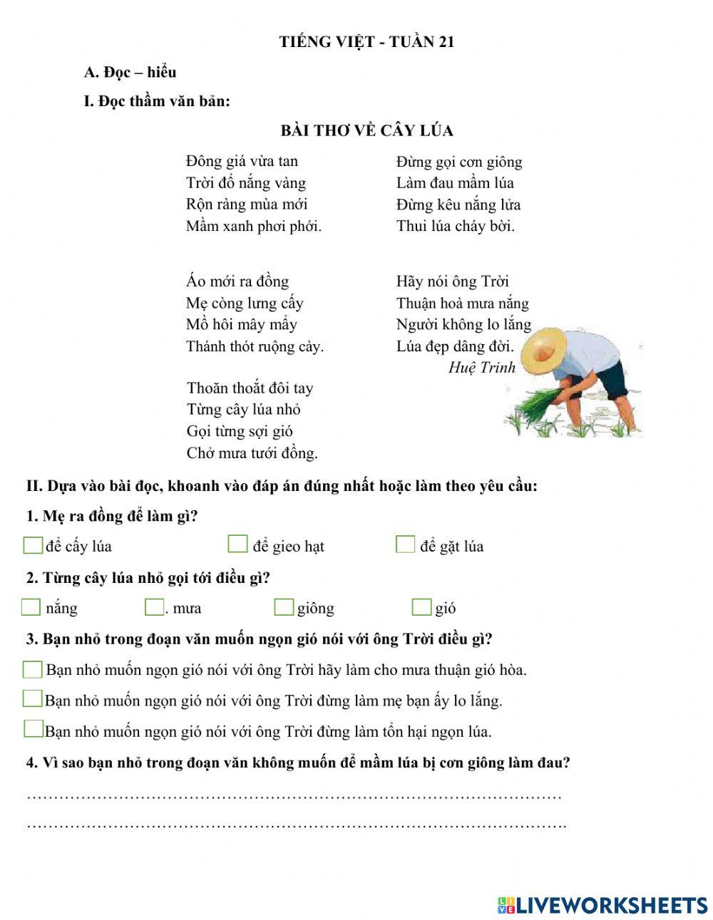 Bài tập tiếng việt