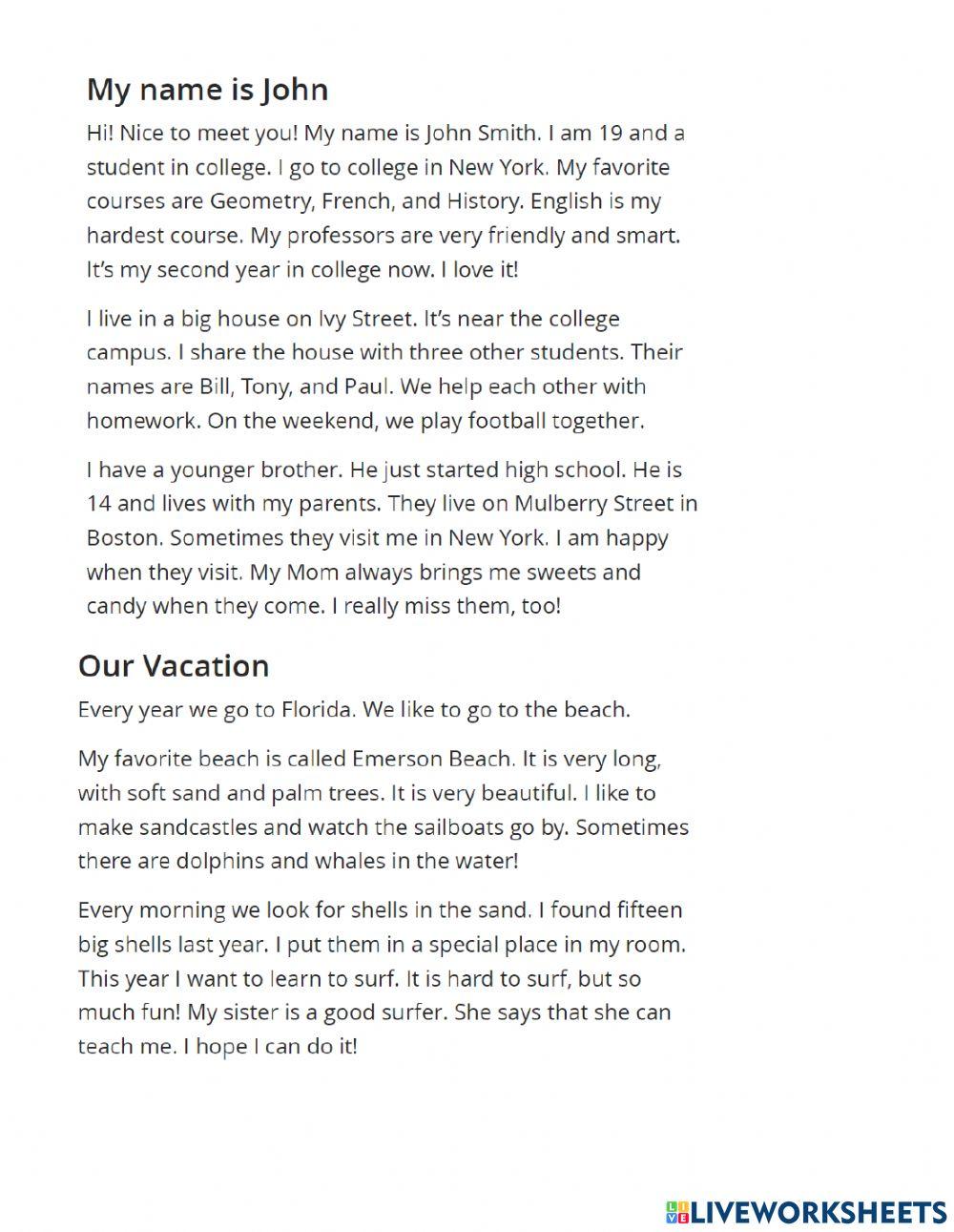 Reading Weekly Comprehension Check WK-24