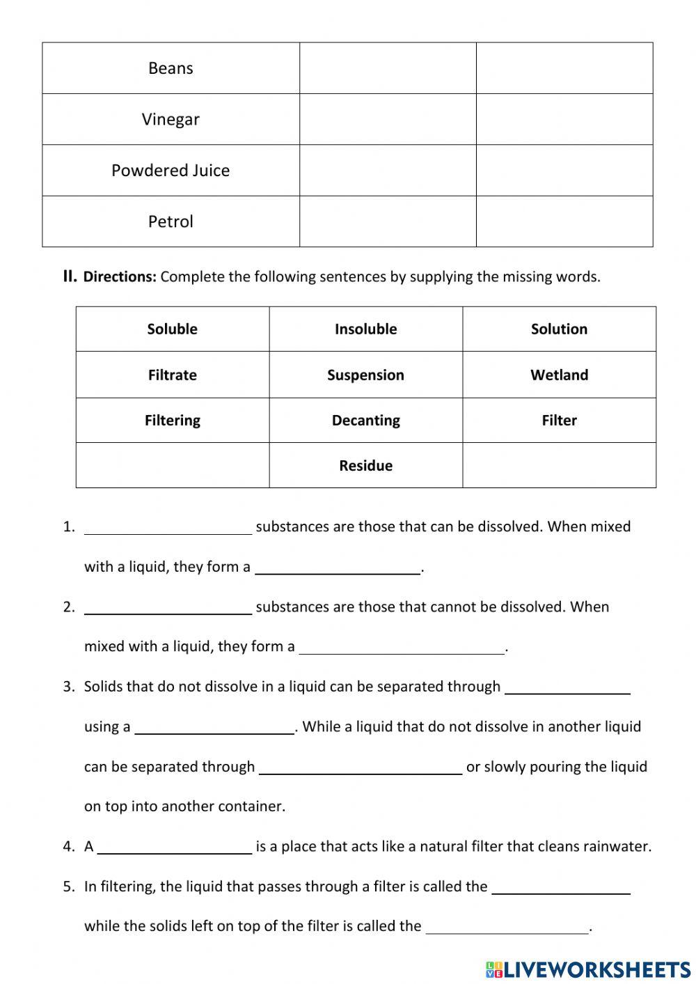 Cambridge Science Stage 6: Unit 3, Worksheet 2