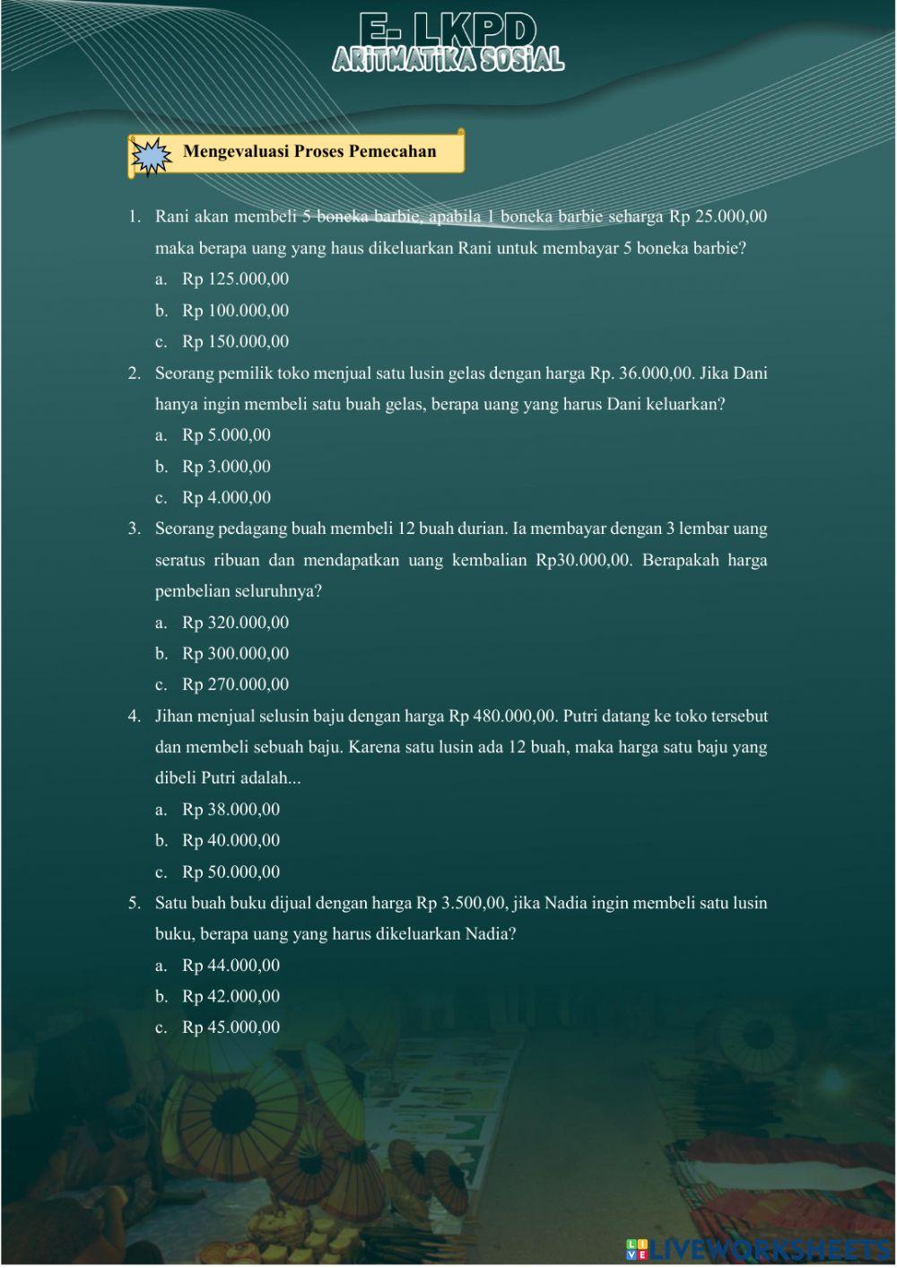 Menghitung Nilai Keseluruhan, Per Unit, dan Sebagian