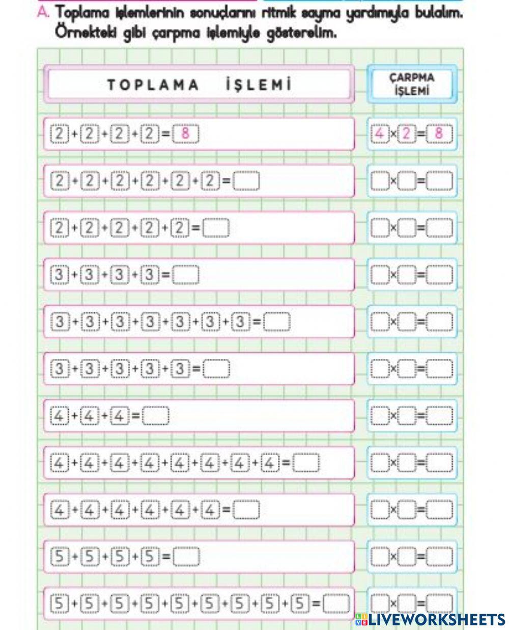 Toplamadan Çarpma İşlemine