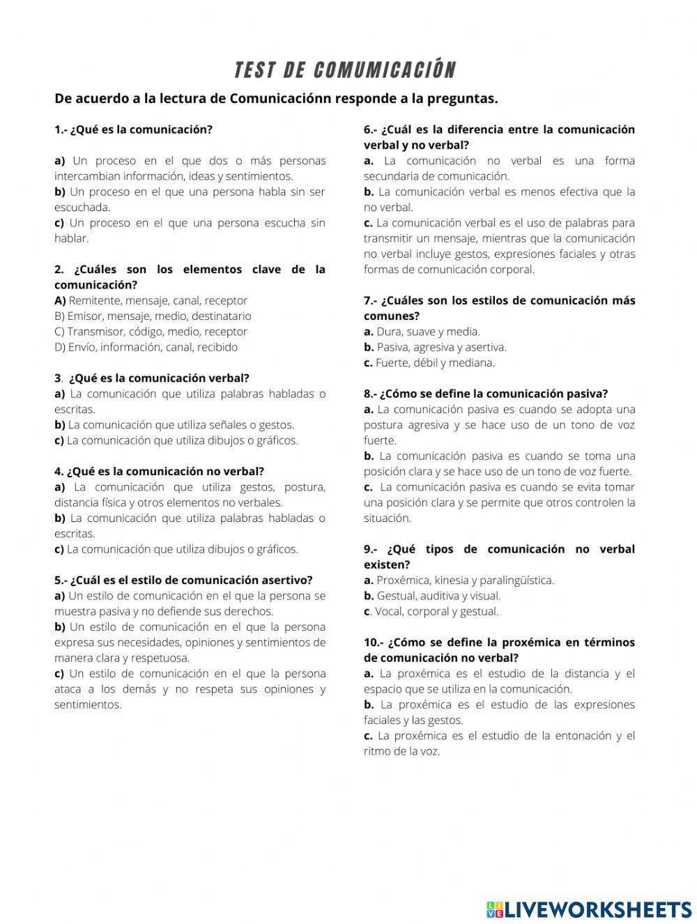 Test de comunicación