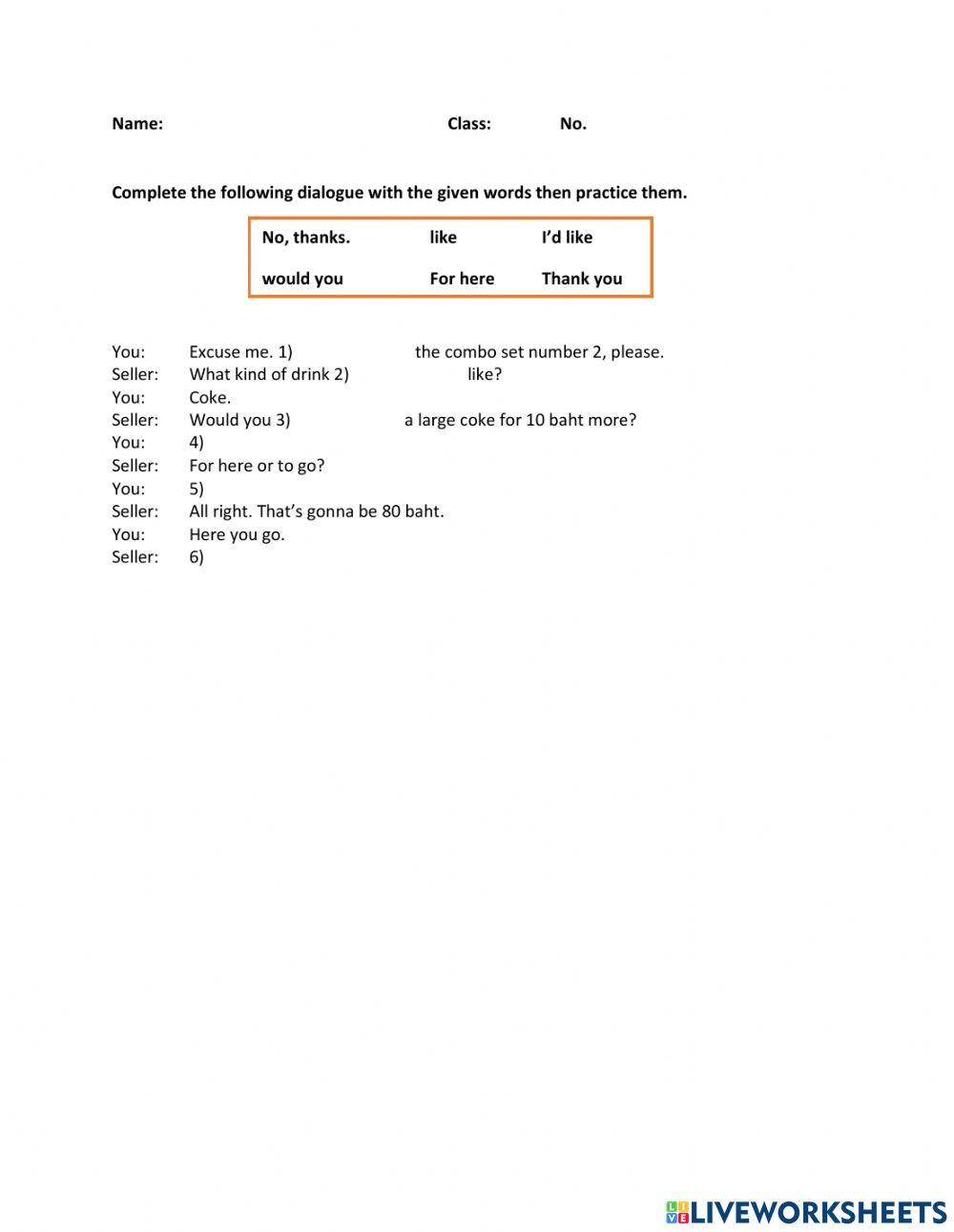 Ordering the fast food