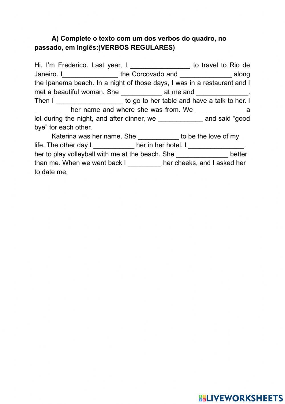 Regular Past em Texto