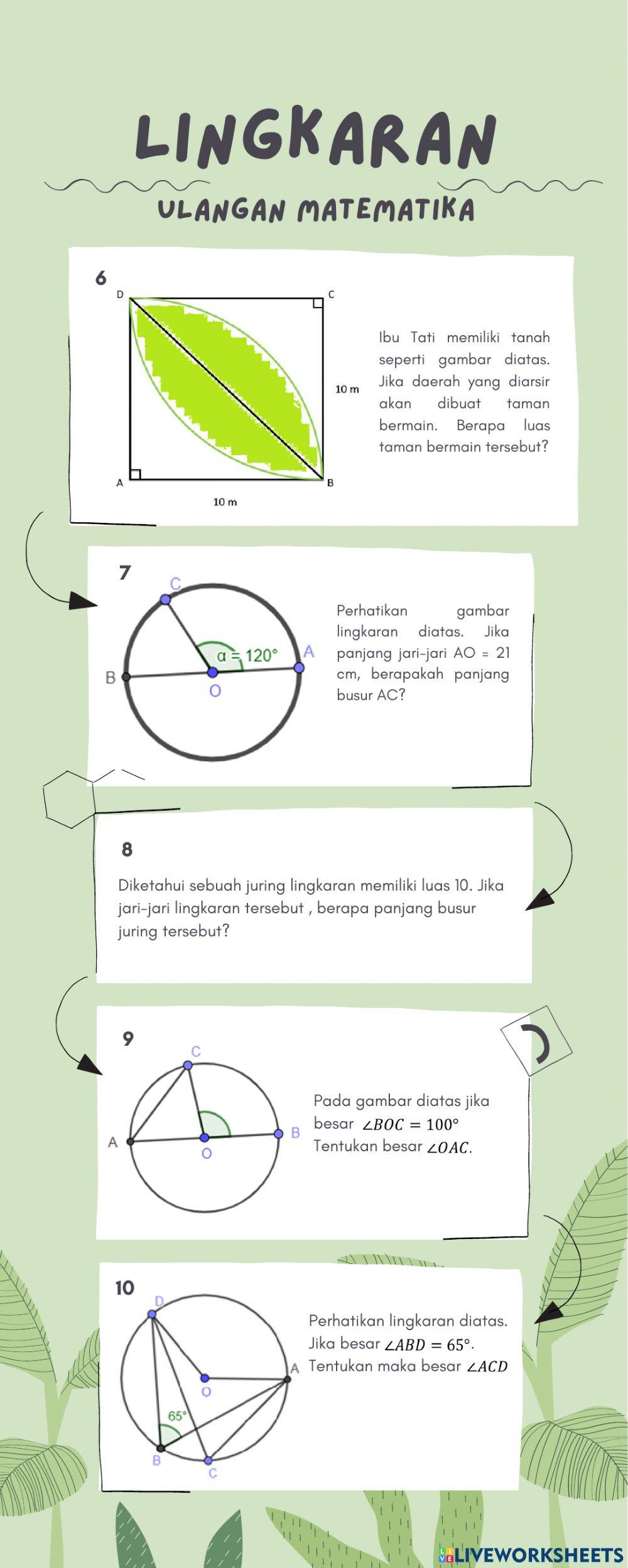 Ulangan Matematika Materi Lingkaran