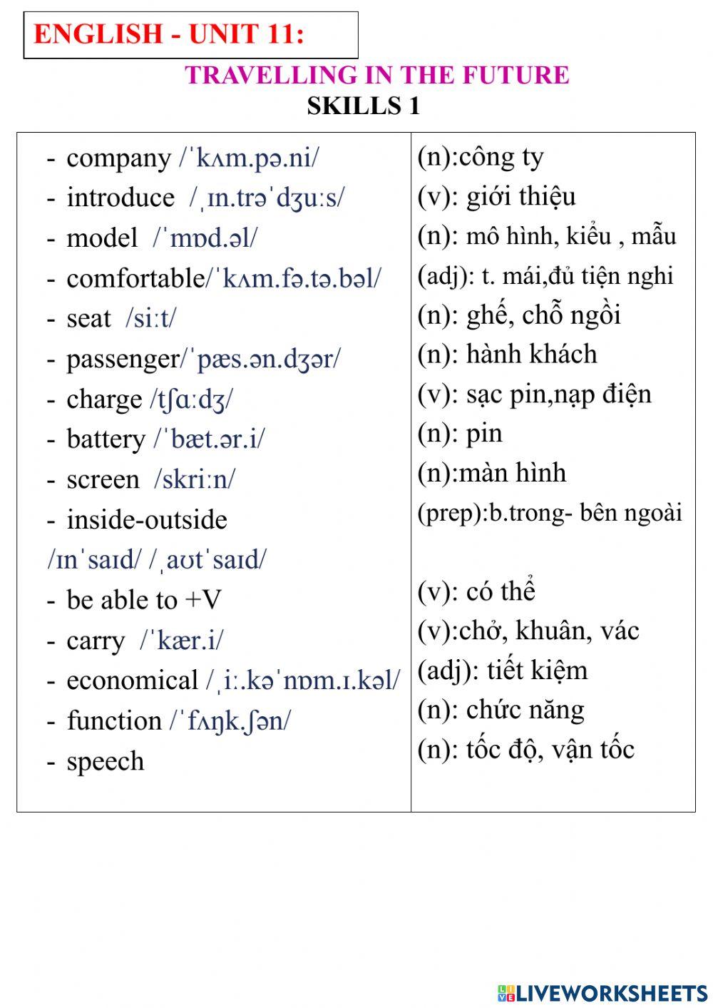 English 7- unit 11- skills 1