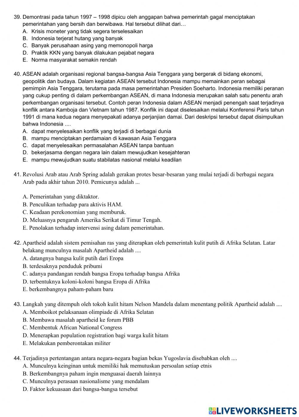 Latihan soal sejarah minat