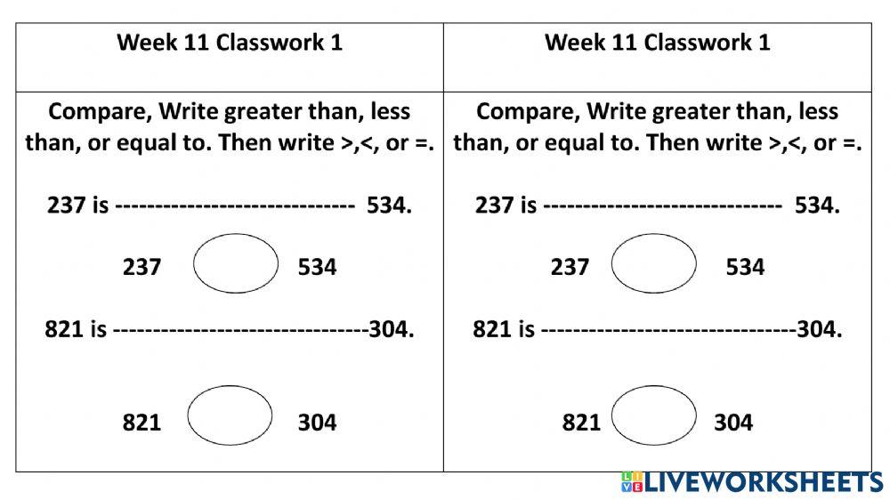 Comparing Numbers (greater than-less than)