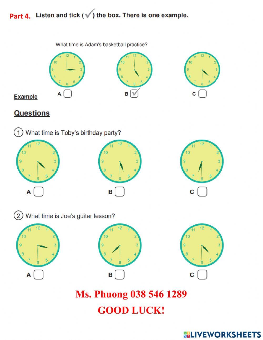 Smart start 5 - Theme 6 TIME - Test