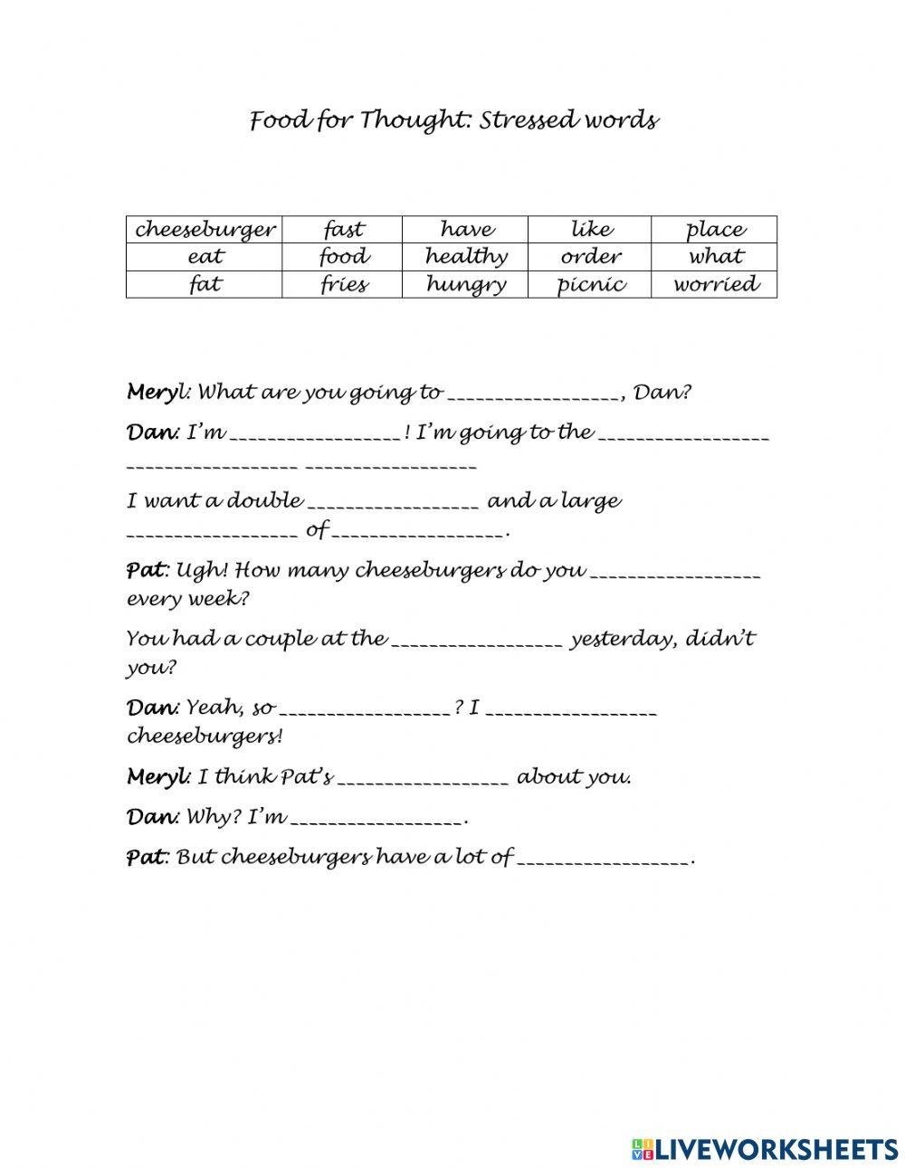 Food for Thought: Stressed words