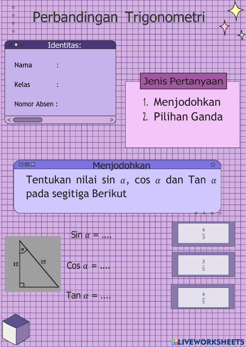 E-LKPD Perbandingan Trigonometri pada segitiga Siku-siku