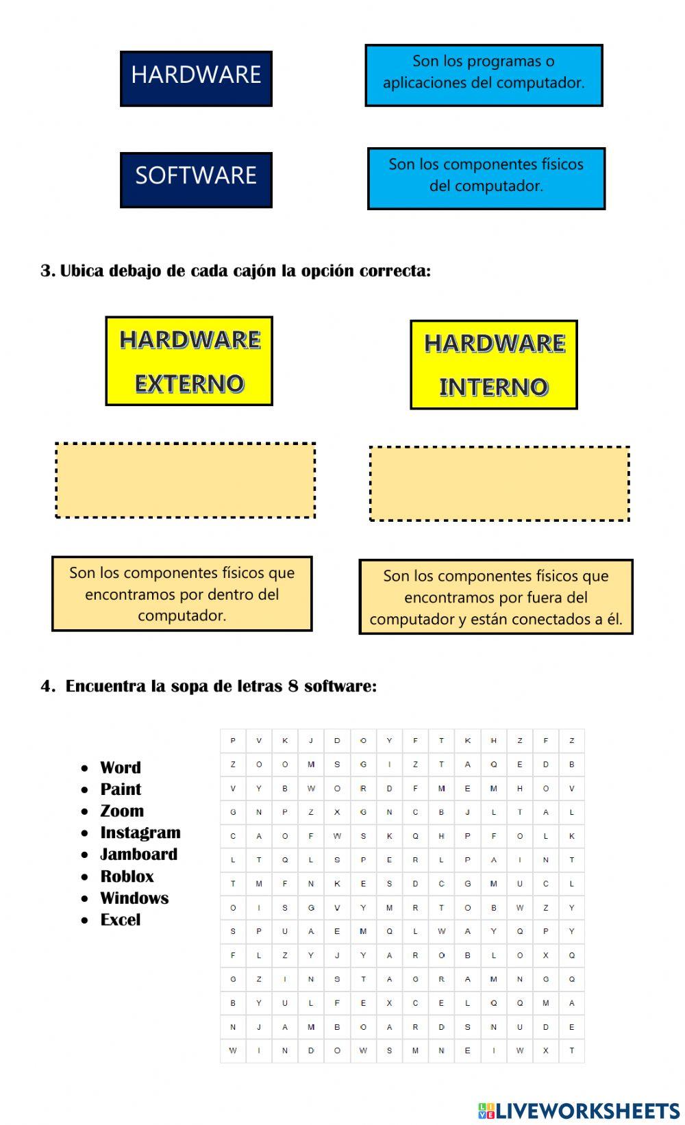 Hardware Y software activity for Tercero | Live Worksheets