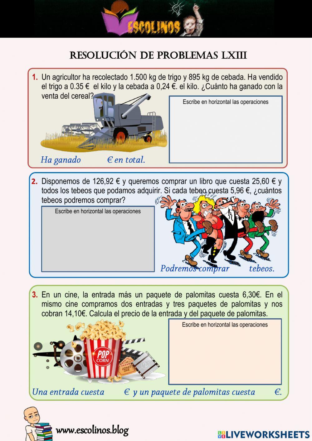 Matemáticas 5º. Resolución de Problemas LXIII