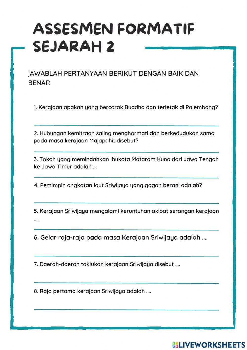 Assesmen formatif sejarah semester genap