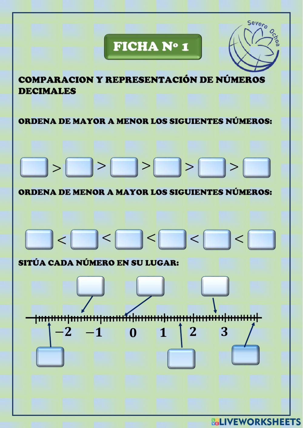 Orden y representacion de numeros decimales