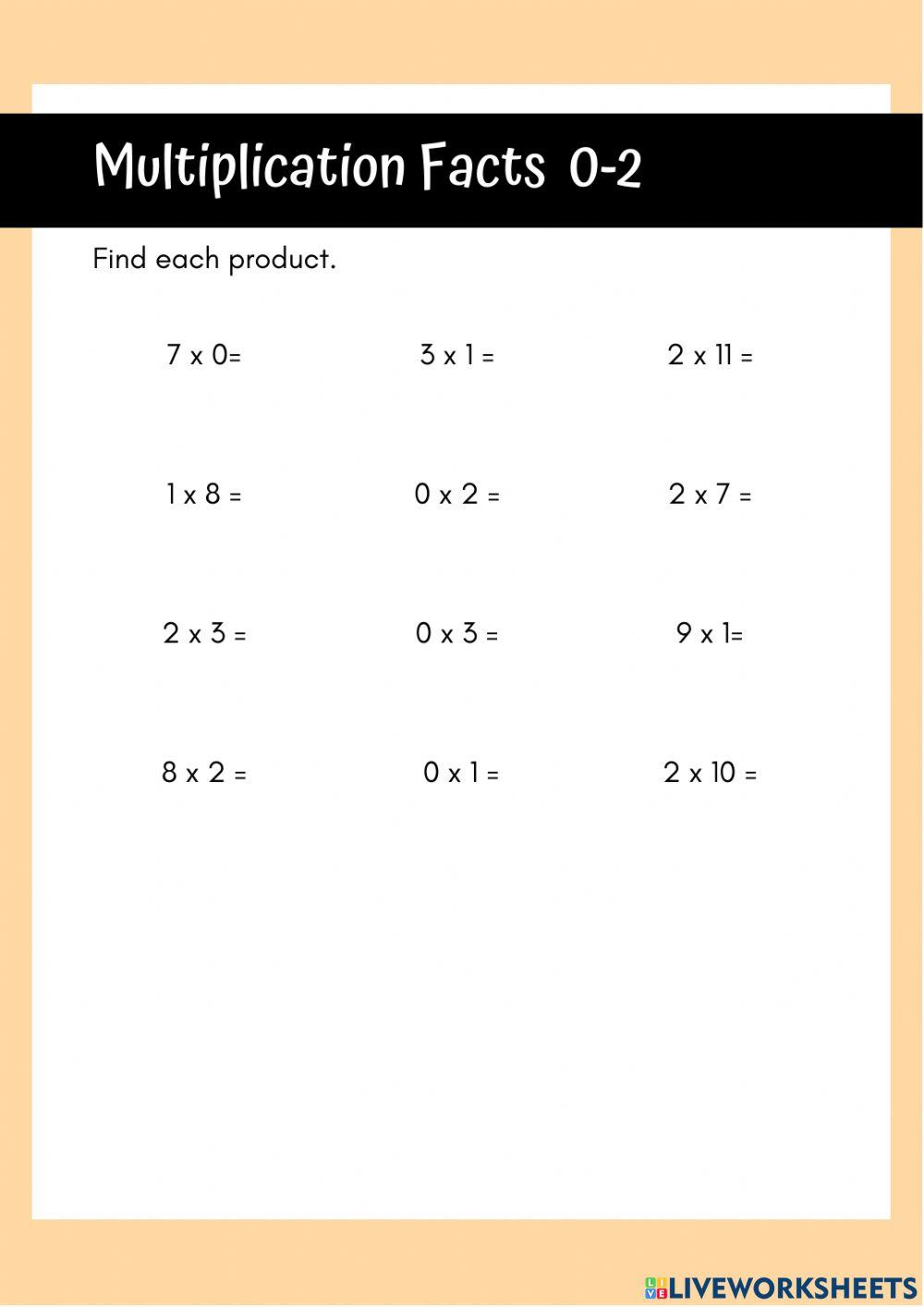Multiplication Tables 0,1,2 and 5