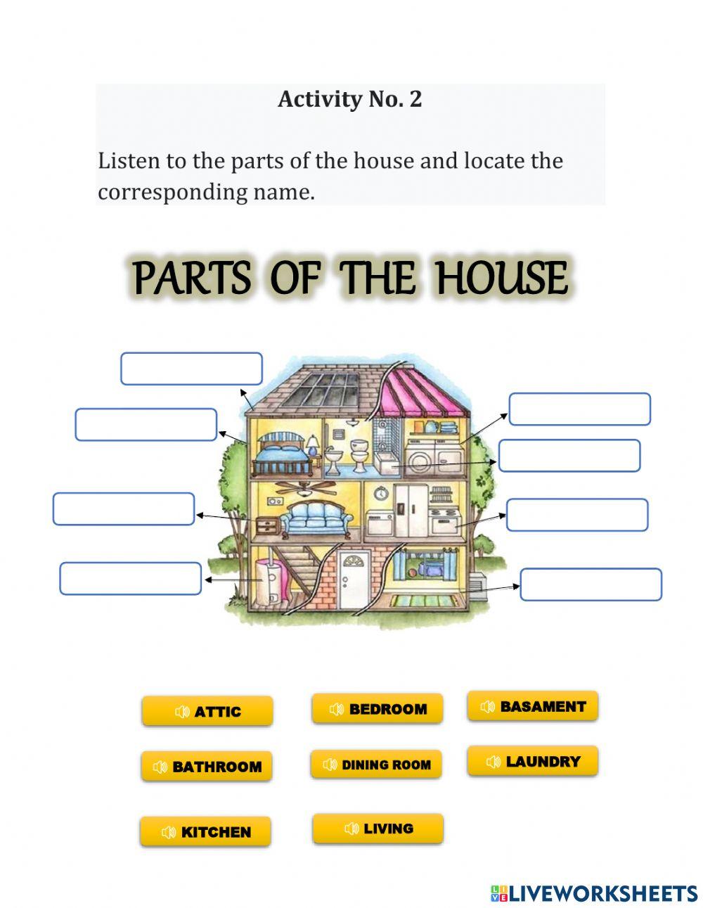 Parts of the house online exercise for grade 2 Live Worksheets