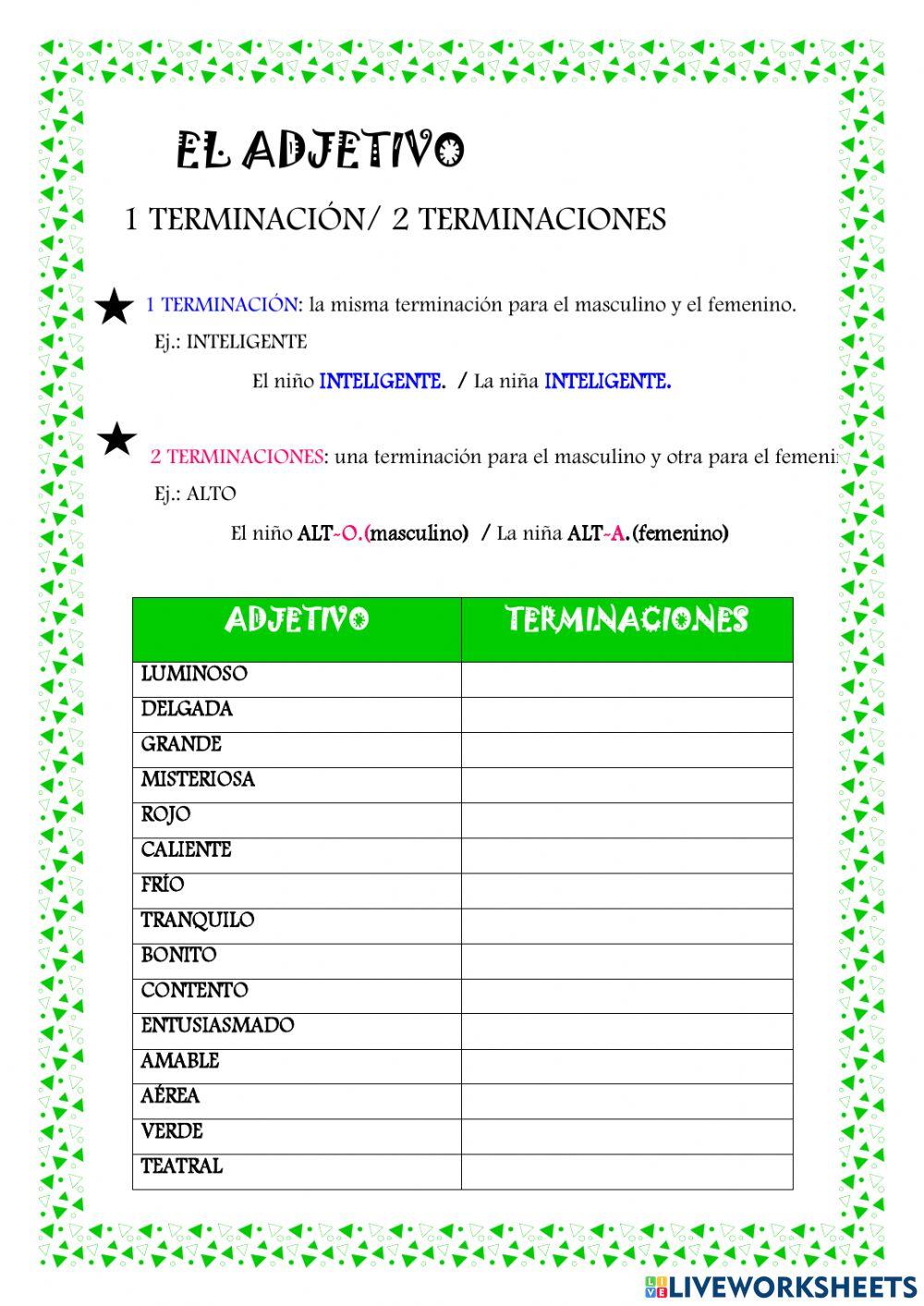 Clases adjetivos Clases adjetivos