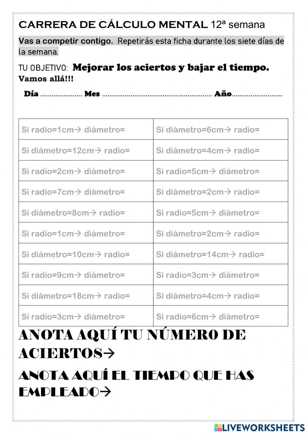 Carrera de cálculo mental