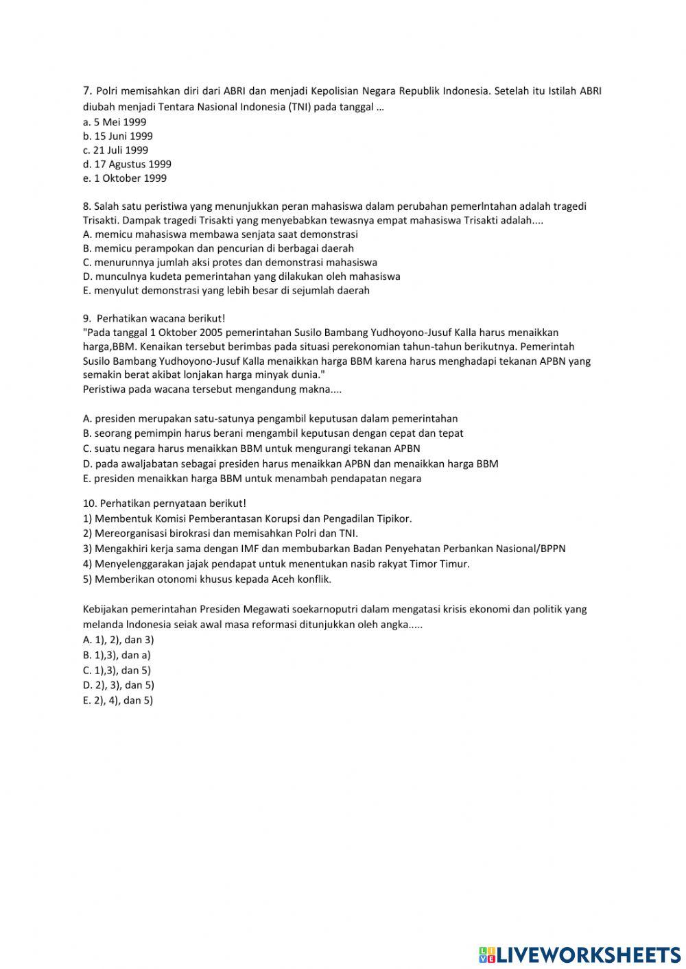 Evaluasi pemerintahan era reformasi