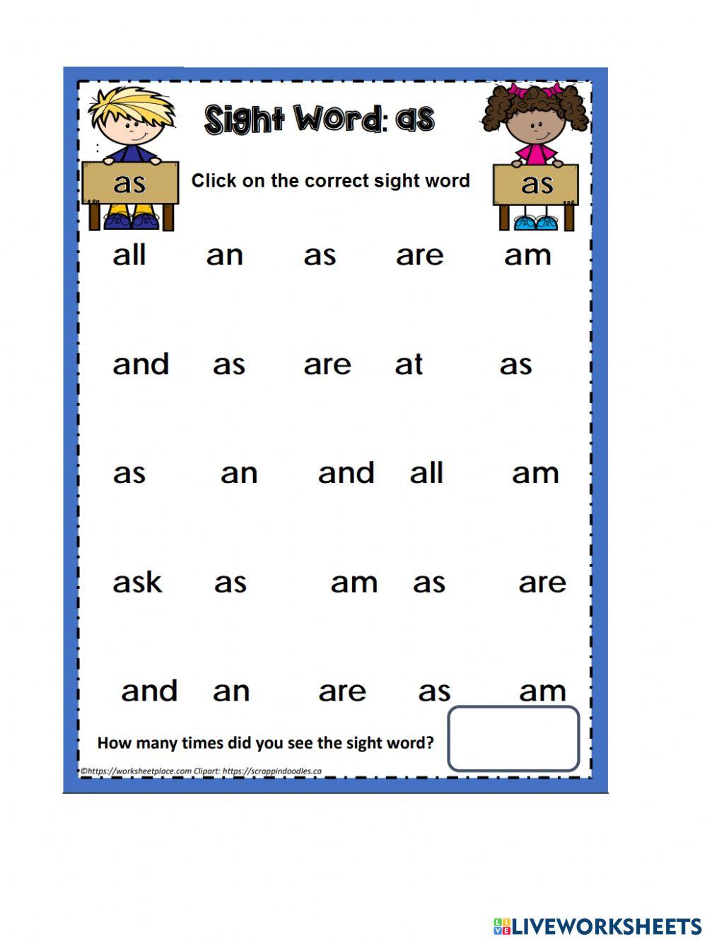 Sight Words Recognition - AS