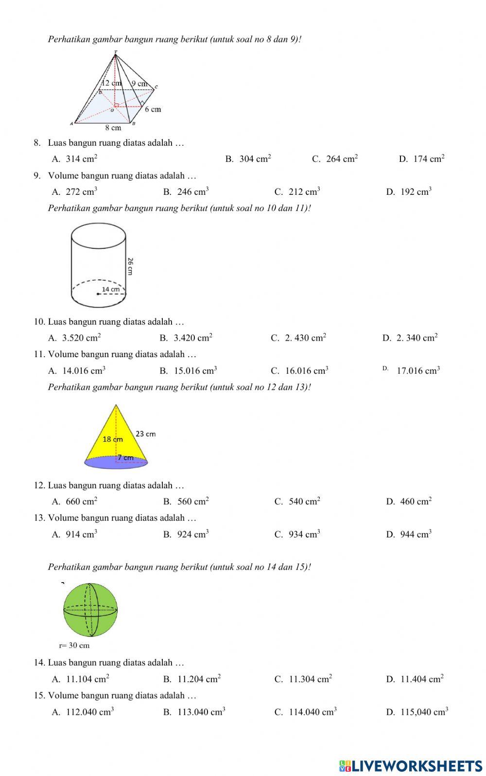Soal matematika bangun ruang