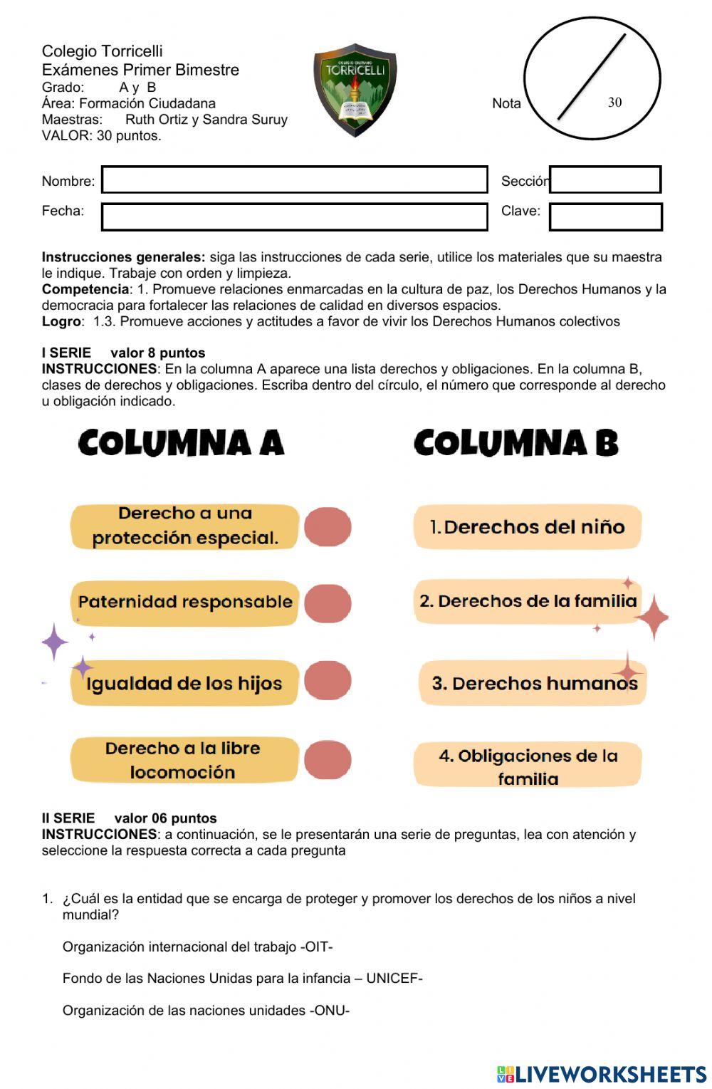 Examen formación ciudadana