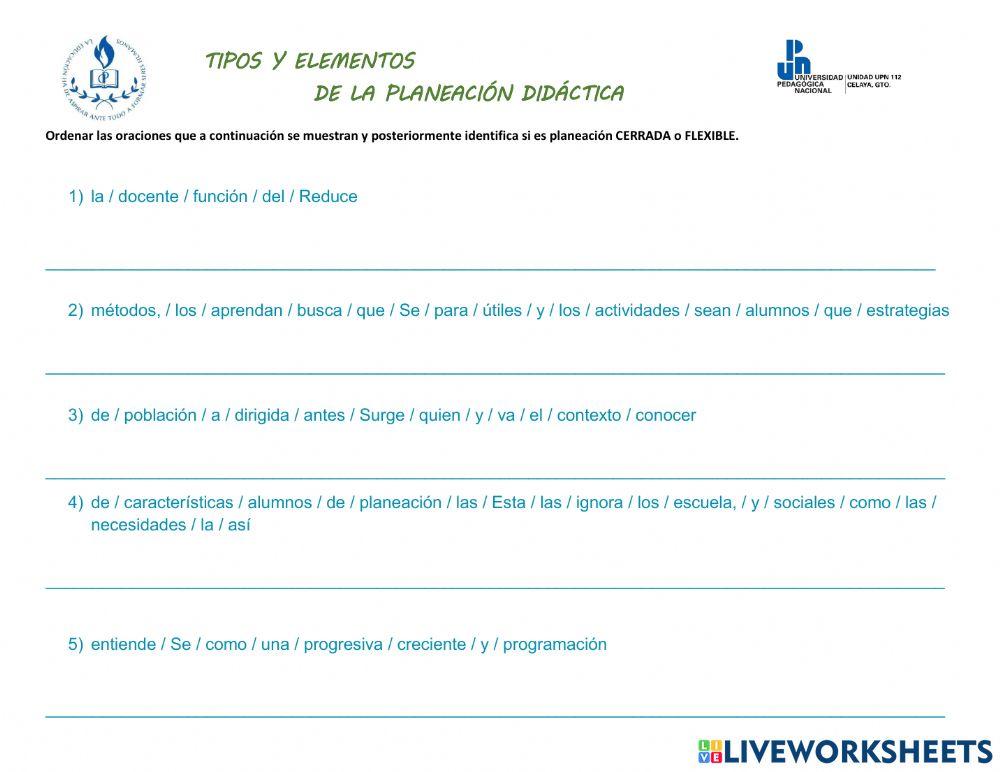 Tipo y elementos de la planeación educativa
