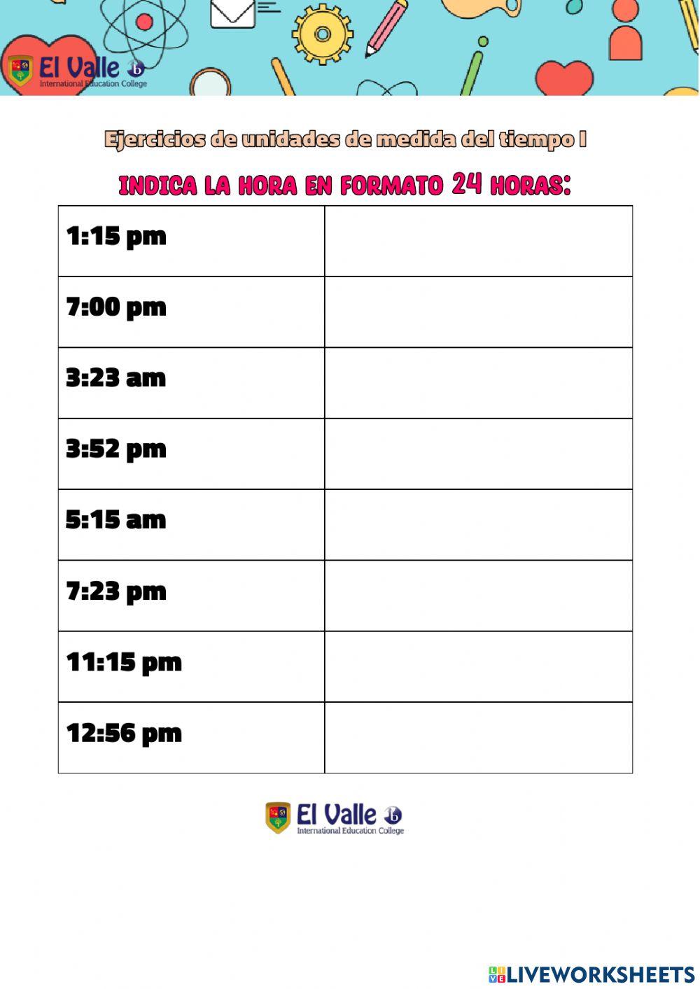 Unidades de medida del tiempo I