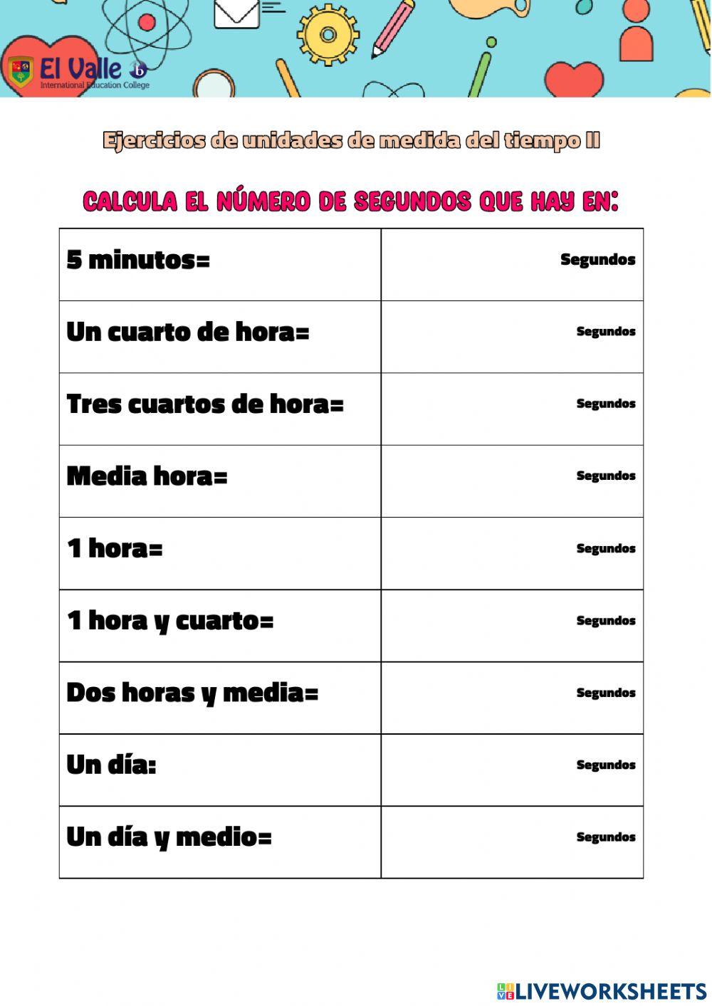 Unidades de medida del tiempo II